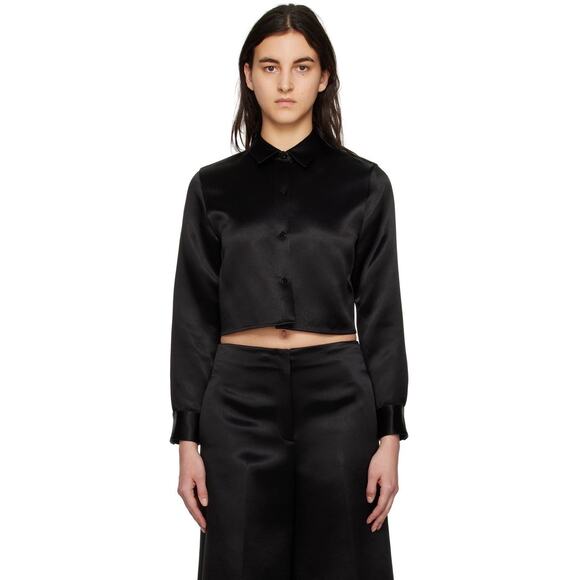 Theory‎ Cropped Satin Shirt Size Large - Picture 1 of 6